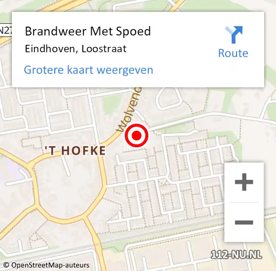 Locatie op kaart van de 112 melding: Brandweer Met Spoed Naar Eindhoven, Loostraat op 19 maart 2024 17:59