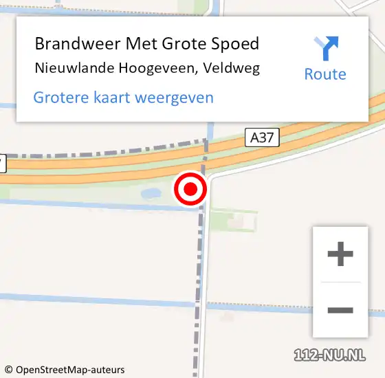 Locatie op kaart van de 112 melding: Brandweer Met Grote Spoed Naar Nieuwlande Hoogeveen, Veldweg op 19 maart 2024 18:10
