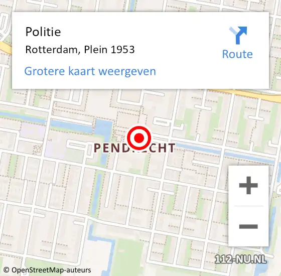 Locatie op kaart van de 112 melding: Politie Rotterdam, Plein 1953 op 19 maart 2024 18:23