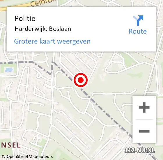 Locatie op kaart van de 112 melding: Politie Harderwijk, Boslaan op 19 maart 2024 18:30