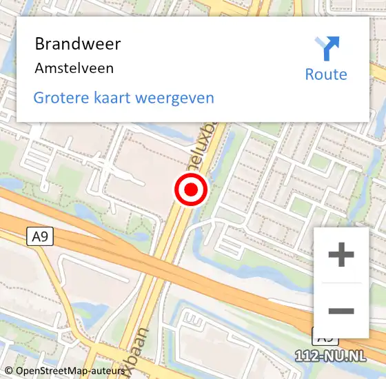 Locatie op kaart van de 112 melding: Brandweer Amstelveen op 19 maart 2024 18:30