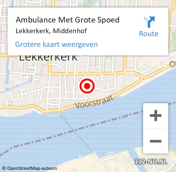 Locatie op kaart van de 112 melding: Ambulance Met Grote Spoed Naar Lekkerkerk, Middenhof op 19 maart 2024 18:31