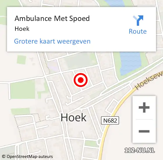 Locatie op kaart van de 112 melding: Ambulance Met Spoed Naar Hoek op 19 maart 2024 19:02