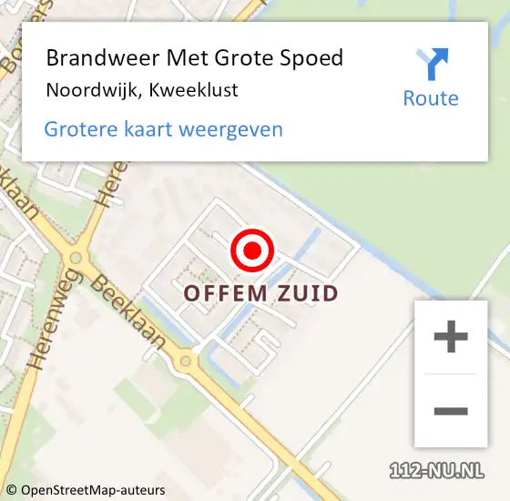 Locatie op kaart van de 112 melding: Brandweer Met Grote Spoed Naar Noordwijk, Kweeklust op 19 maart 2024 19:28