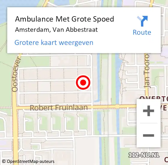 Locatie op kaart van de 112 melding: Ambulance Met Grote Spoed Naar Amsterdam, Van Abbestraat op 19 maart 2024 19:28