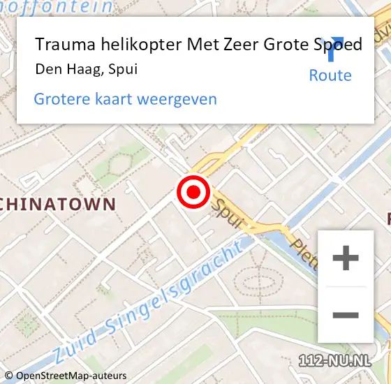 Locatie op kaart van de 112 melding: Trauma helikopter Met Zeer Grote Spoed Naar Den Haag, Spui op 19 maart 2024 20:10