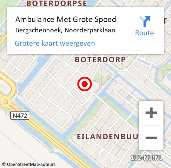 Locatie op kaart van de 112 melding: Ambulance Met Grote Spoed Naar Bergschenhoek, Noorderparklaan op 19 maart 2024 20:22