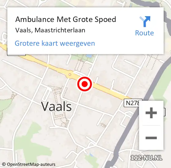 Locatie op kaart van de 112 melding: Ambulance Met Grote Spoed Naar Vaals, Maastrichterlaan op 29 september 2014 16:51