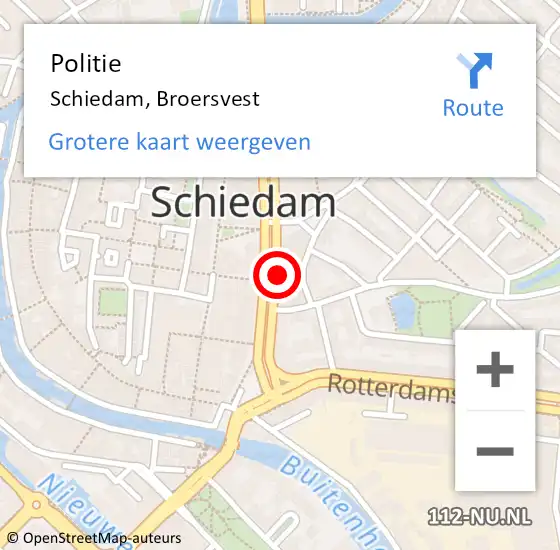 Locatie op kaart van de 112 melding: Politie Schiedam, Broersvest op 19 maart 2024 20:41