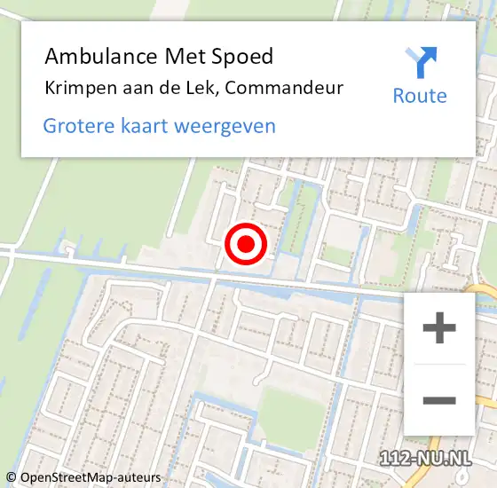 Locatie op kaart van de 112 melding: Ambulance Met Spoed Naar Krimpen aan de Lek, Commandeur op 19 maart 2024 20:46