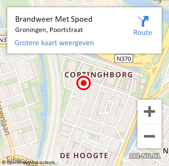 Locatie op kaart van de 112 melding: Brandweer Met Spoed Naar Groningen, Poortstraat op 9 september 2013 18:04