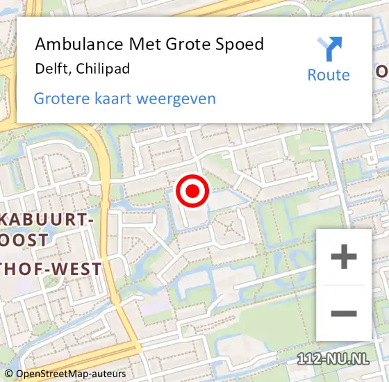 Locatie op kaart van de 112 melding: Ambulance Met Grote Spoed Naar Delft, Chilipad op 19 maart 2024 21:09