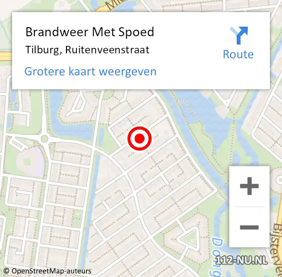 Locatie op kaart van de 112 melding: Brandweer Met Spoed Naar Tilburg, Ruitenveenstraat op 19 maart 2024 21:19