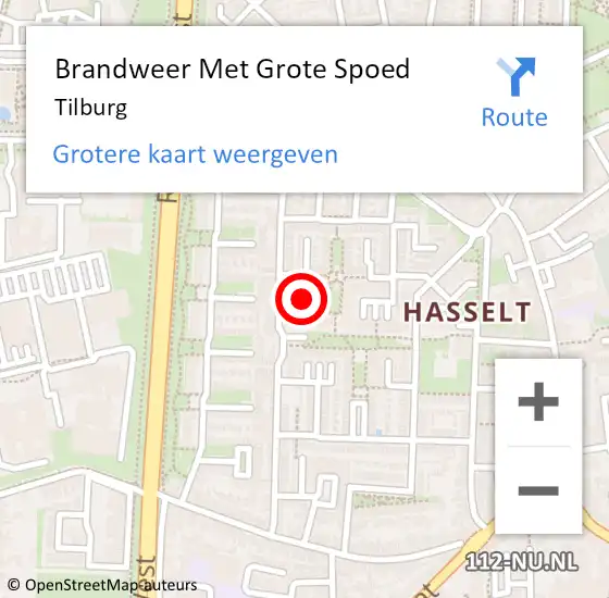 Locatie op kaart van de 112 melding: Brandweer Met Grote Spoed Naar Tilburg op 19 maart 2024 21:49