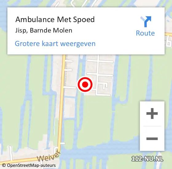 Locatie op kaart van de 112 melding: Ambulance Met Spoed Naar Jisp, Barnde Molen op 19 maart 2024 21:49