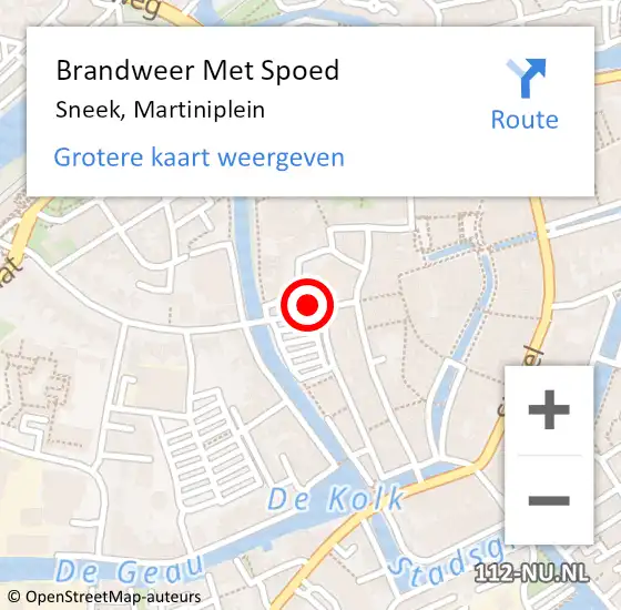 Locatie op kaart van de 112 melding: Brandweer Met Spoed Naar Sneek, Martiniplein op 19 maart 2024 21:57