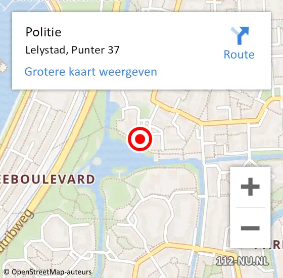 Locatie op kaart van de 112 melding: Politie Lelystad, Punter 37 op 19 maart 2024 21:58