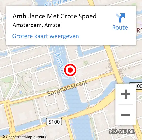 Locatie op kaart van de 112 melding: Ambulance Met Grote Spoed Naar Amsterdam, Amstel op 19 maart 2024 22:17