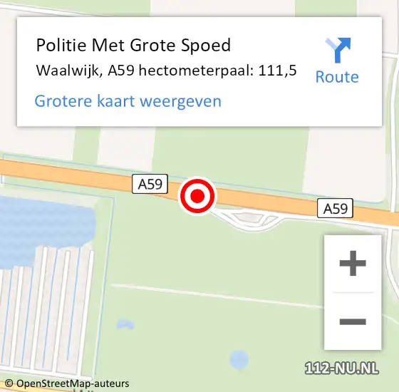 Locatie op kaart van de 112 melding: Politie Met Grote Spoed Naar Waalwijk, A59 hectometerpaal: 111,5 op 19 maart 2024 22:27
