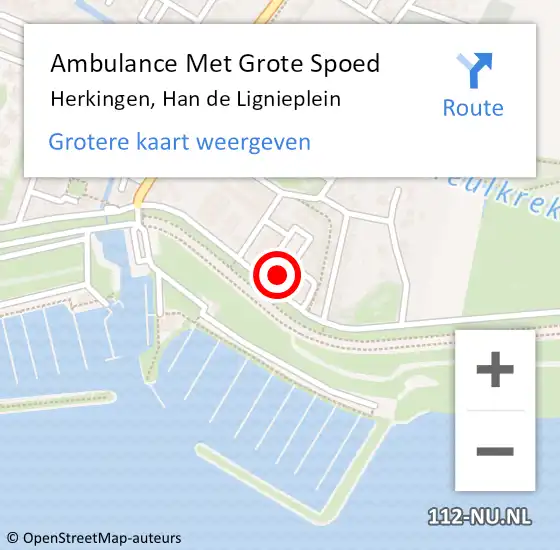 Locatie op kaart van de 112 melding: Ambulance Met Grote Spoed Naar Herkingen, Han de Lignieplein op 19 maart 2024 22:57