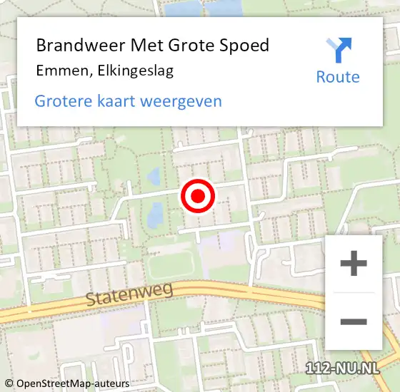 Locatie op kaart van de 112 melding: Brandweer Met Grote Spoed Naar Emmen, Elkingeslag op 19 maart 2024 23:38