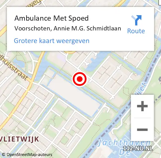 Locatie op kaart van de 112 melding: Ambulance Met Spoed Naar Voorschoten, Annie M.G. Schmidtlaan op 19 maart 2024 23:43