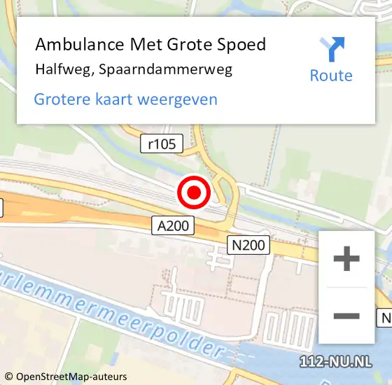 Locatie op kaart van de 112 melding: Ambulance Met Grote Spoed Naar Halfweg, Spaarndammerweg op 20 maart 2024 00:30