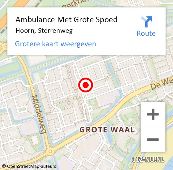 Locatie op kaart van de 112 melding: Ambulance Met Grote Spoed Naar Hoorn, Sterrenweg op 20 maart 2024 00:38