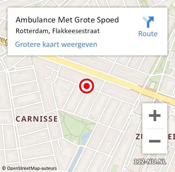 Locatie op kaart van de 112 melding: Ambulance Met Grote Spoed Naar Rotterdam, Flakkeesestraat op 20 maart 2024 00:48