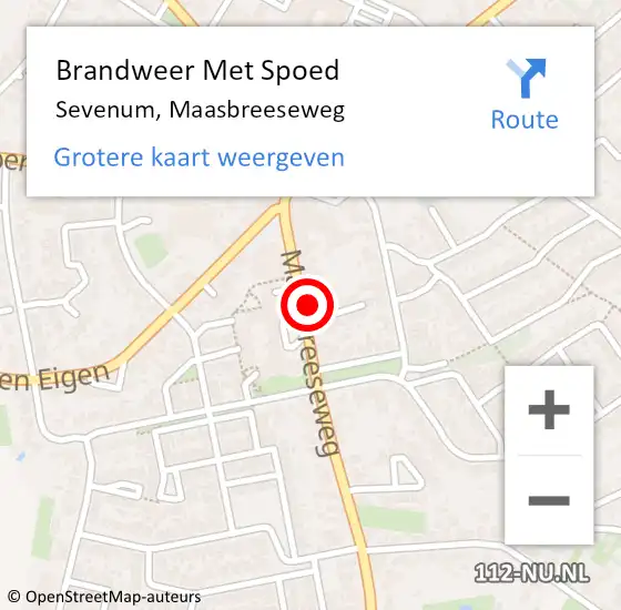Locatie op kaart van de 112 melding: Brandweer Met Spoed Naar Sevenum, Maasbreeseweg op 20 maart 2024 02:05