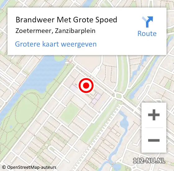 Locatie op kaart van de 112 melding: Brandweer Met Grote Spoed Naar Zoetermeer, Zanzibarplein op 20 maart 2024 02:09