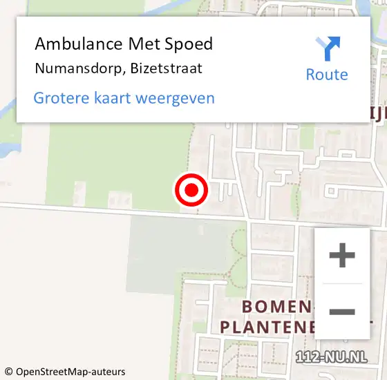 Locatie op kaart van de 112 melding: Ambulance Met Spoed Naar Numansdorp, Bizetstraat op 20 maart 2024 03:48