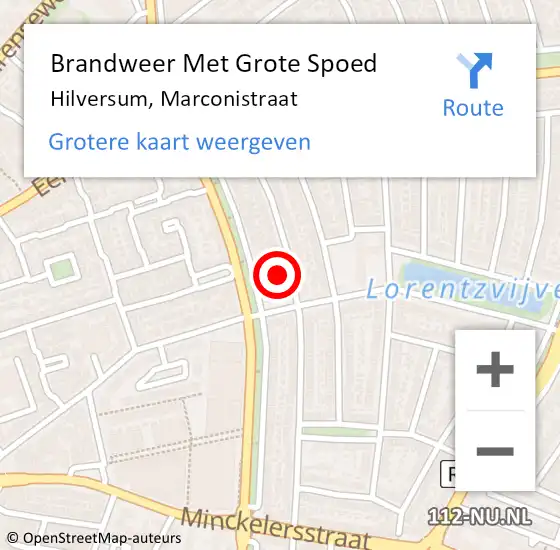 Locatie op kaart van de 112 melding: Brandweer Met Grote Spoed Naar Hilversum, Marconistraat op 20 maart 2024 05:10