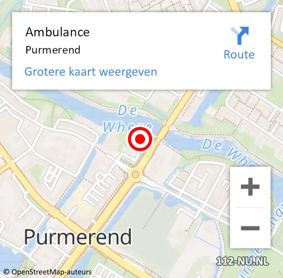 Locatie op kaart van de 112 melding: Ambulance Purmerend op 20 maart 2024 06:43