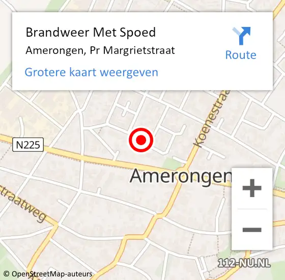 Locatie op kaart van de 112 melding: Brandweer Met Spoed Naar Amerongen, Pr Margrietstraat op 29 september 2014 17:24