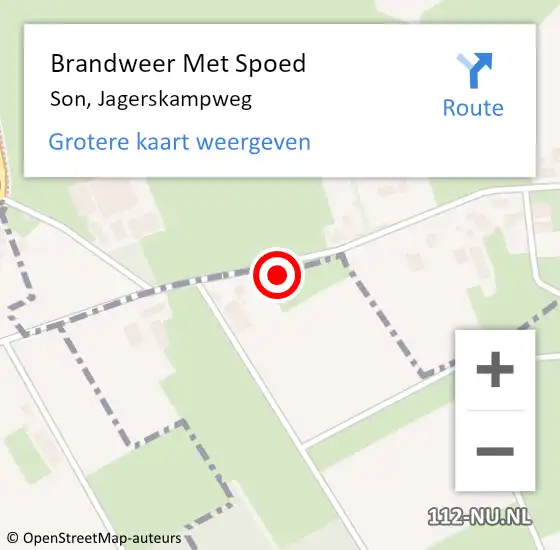 Locatie op kaart van de 112 melding: Brandweer Met Spoed Naar Son, Jagerskampweg op 20 maart 2024 08:56