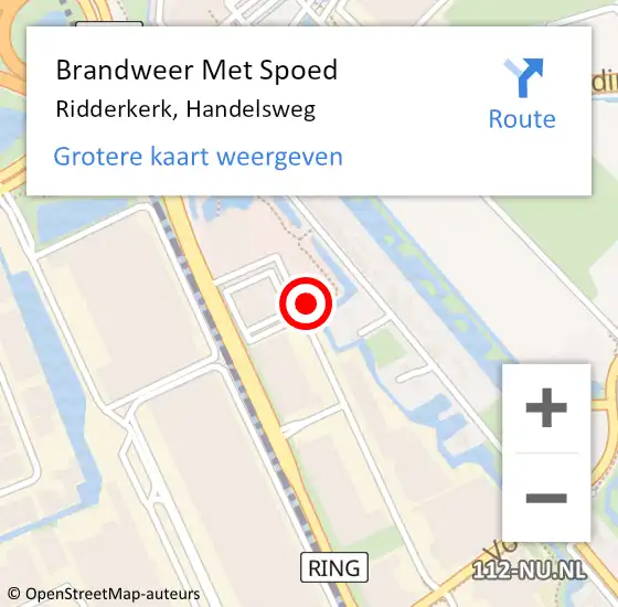Locatie op kaart van de 112 melding: Brandweer Met Spoed Naar Ridderkerk, Handelsweg op 20 maart 2024 08:59