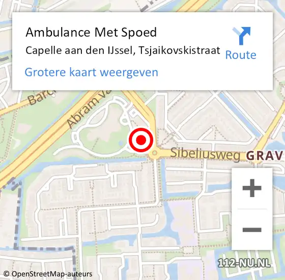 Locatie op kaart van de 112 melding: Ambulance Met Spoed Naar Capelle aan den IJssel, Tsjaikovskistraat op 20 maart 2024 09:10