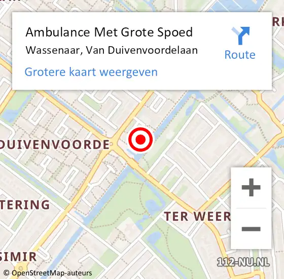 Locatie op kaart van de 112 melding: Ambulance Met Grote Spoed Naar Wassenaar, Van Duivenvoordelaan op 20 maart 2024 09:12