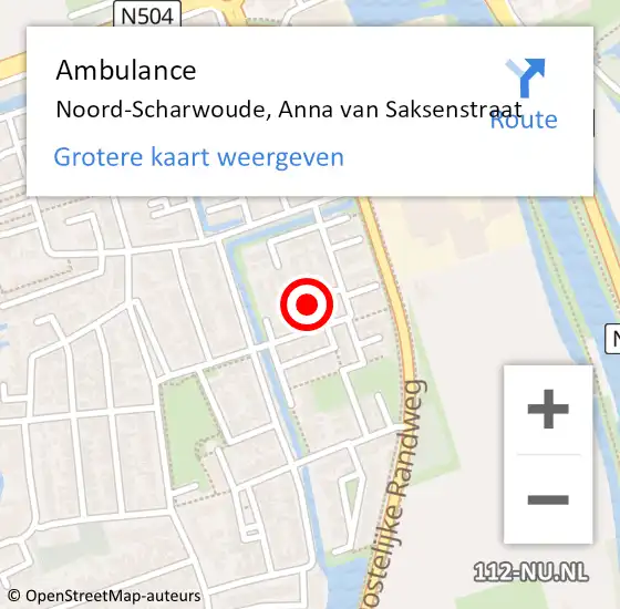 Locatie op kaart van de 112 melding: Ambulance Noord-Scharwoude, Anna van Saksenstraat op 20 maart 2024 09:27