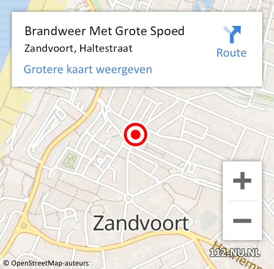 Locatie op kaart van de 112 melding: Brandweer Met Grote Spoed Naar Zandvoort, Haltestraat op 20 maart 2024 09:34