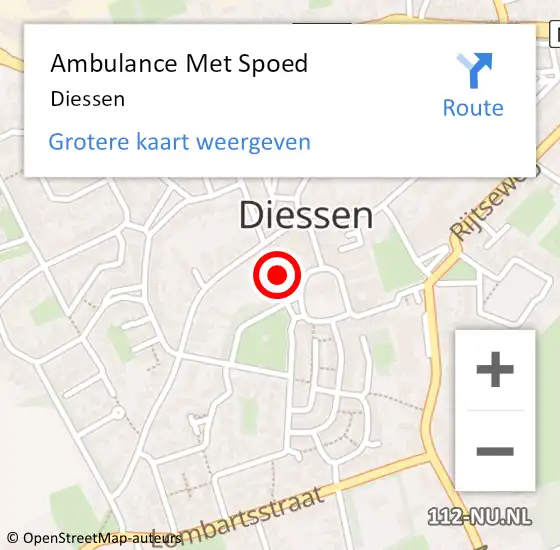 Locatie op kaart van de 112 melding: Ambulance Met Spoed Naar Diessen op 20 maart 2024 09:35