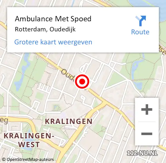Locatie op kaart van de 112 melding: Ambulance Met Spoed Naar Rotterdam, Oudedijk op 20 maart 2024 09:36