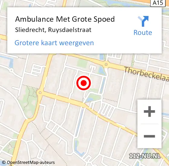 Locatie op kaart van de 112 melding: Ambulance Met Grote Spoed Naar Sliedrecht, Ruysdaelstraat op 20 maart 2024 09:36