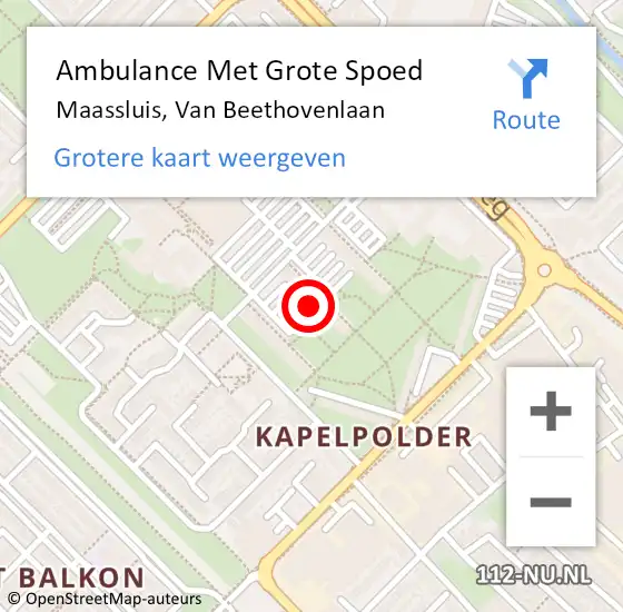 Locatie op kaart van de 112 melding: Ambulance Met Grote Spoed Naar Maassluis, Van Beethovenlaan op 20 maart 2024 09:42
