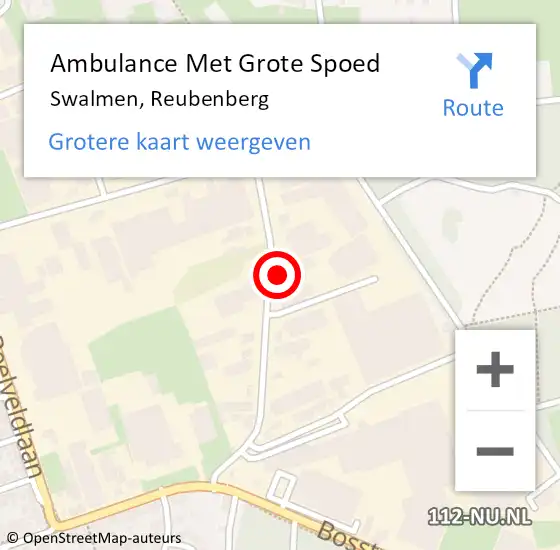 Locatie op kaart van de 112 melding: Ambulance Met Grote Spoed Naar Swalmen, Reubenberg op 20 maart 2024 09:44