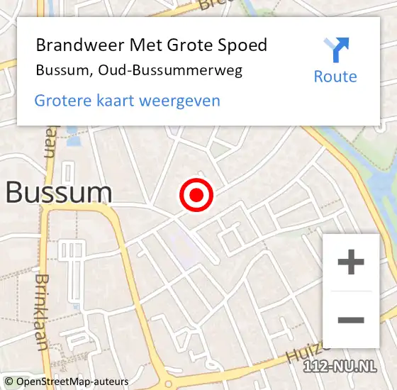 Locatie op kaart van de 112 melding: Brandweer Met Grote Spoed Naar Bussum, Oud-Bussummerweg op 20 maart 2024 10:06