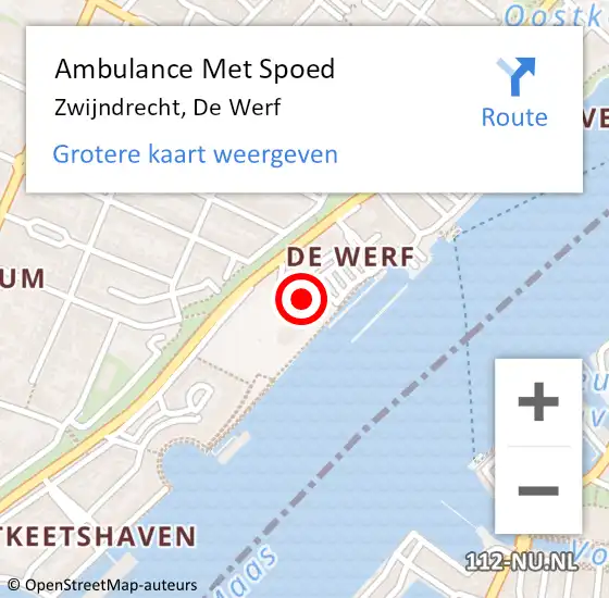 Locatie op kaart van de 112 melding: Ambulance Met Spoed Naar Zwijndrecht, De Werf op 20 maart 2024 10:55