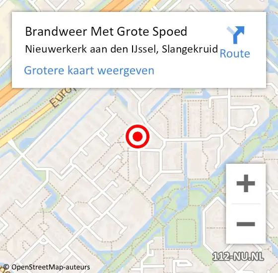 Locatie op kaart van de 112 melding: Brandweer Met Grote Spoed Naar Nieuwerkerk aan den IJssel, Slangekruid op 20 maart 2024 11:14