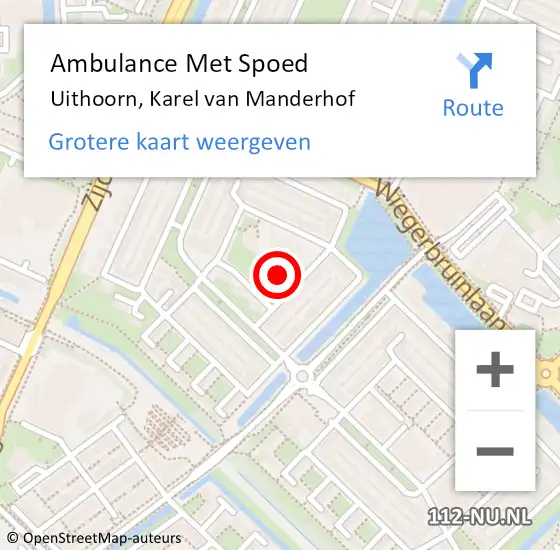 Locatie op kaart van de 112 melding: Ambulance Met Spoed Naar Uithoorn, Karel van Manderhof op 20 maart 2024 11:32